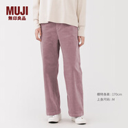 無(wú)印良品（MUJI）女式 彈力 燈芯絨 輕便直筒褲 褲子女款25年冬季女裝BE1Y5A5A 煙熏粉色 L (165/70A)