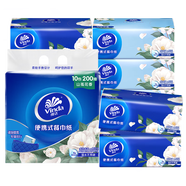 維達山茶花香系列餐巾紙4層加厚10包提裝便攜式紙巾 大尺寸小包裝抽紙