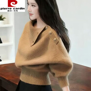 皮爾卡丹（pierre cardin）輕熟御姐穿搭軟糯秋冬毛衣感氣質(zhì)獨特漂亮收腰短款針織衫上衣 棕色 【現貨專(zhuān)柜品質(zhì)】 L 【建議115斤-125斤】