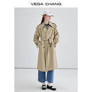 VEGA CHANG高級感風(fēng)衣女中長(cháng)款2026春季知識分子大衣小個(gè)子英倫風(fēng)外套 摩卡棕 M