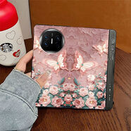 原奘適用于華為MateX6手機殼翻蓋皮紋全包彈窗VS3蝴蝶N5磁吸折疊套 華為 MAT X5 藍白花叢蝴蝶