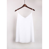 雙層V領(lǐng)吊帶高端雪紡背心外穿寬松內搭無(wú)袖打底小衫百搭上衣女夏 壓花白色 S S