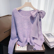 映棠粉色針織打底衫女秋季義烏大朗毛衣廣州十三行巨好看明媚漂亮上衣 紫色[短款洋氣卡腰小衫/獨(dú)特/漂 S 均碼