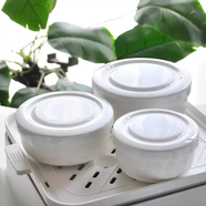 中掌柜一級骨瓷蒸蛋碗帶蓋食品級寶寶嬰兒專(zhuān)用輔食碗蒸蛋羹陶瓷家用瓷碗 3.5+4.5+5英寸純白韓式保鮮碗