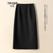 唐謎高檔西裝半身裙女秋冬季2025新款通勤中長(cháng)款包臀一步裙后開(kāi)叉裙子 【毛呢料】黑色-短款60CM L (28) 推薦105-115斤