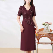 柳鋼紫紅色連衣裙媽媽五一高端禮服喜婆婆訂婚宴裝2025新款輕奢感 紫色 L L