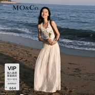 MO&Co.連衣裙夏拼接式背心吊帶斜裁打攬收腰長(cháng)裙黑色含天絲摩安珂 米杏色 M 165