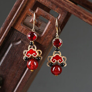 案妝中國風(fēng)紅色新年新款喜慶精致耳環(huán)新娘耳墜配古典特色 鴻運綿綿精品耳環(huán)