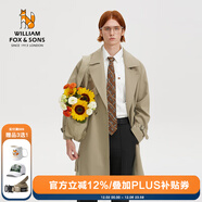 William fox&sons新復古回潮設計師款/立體剪裁風(fēng)衣男腰帶裝飾層次感休閑長(cháng)款外套 卡其色（御寒10℃） XL /52