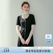 范思藍恩巴黎假日 法式氣質(zhì)連衣裙女夏季赫本風(fēng)顯瘦裙子24FS12059 黑色 S