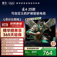 TCL雷鳥(niǎo)電視 43雀4 25款 43英寸 低藍(lán)光無(wú)頻閃 自定義遙控器 無(wú)開(kāi)機(jī)廣告 家電國(guó)家補(bǔ)貼電視43F195C