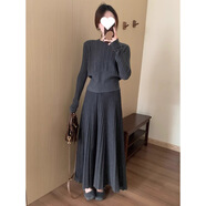 羊絨高腰顯瘦氣質(zhì)百褶半身裙韓版百搭休閑淑女針織打底衫女 裙子【深灰】 均碼 【-130】