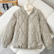 覓鑫誠品2025秋冬新款棉服女短款寬松顯瘦保暖大碼棉衣韓版輕薄圓領(lǐng)棒球服 淺青卡 M 90-112 斤