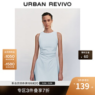 UR2025春季新款女摩登氣質(zhì)褶皺收腰顯瘦無(wú)袖連衣裙UYY750030 淡藍 S
