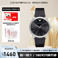 安普里奧·阿瑪尼（Emporio Armani）手表男 經(jīng)典皮帶石英簡(jiǎn)約時(shí)尚男士腕表情人節 蛇年新年禮物送男友 黑盤(pán)休閑石英腕表男AR2500