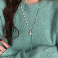 山頭林村感輕奢抽拉項(xiàng)鏈長項(xiàng)鏈百搭氣質(zhì)頸鏈毛衣鏈女秋冬配飾新款 銀色項(xiàng)鏈