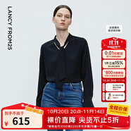 朗姿【朗姿Basic衣櫥】明星同款法式襯衫氣質(zhì)襯衣長(zhǎng)袖上衣秋季新款女 黑色 M