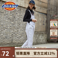 dickies背帶褲 撞色壓線(xiàn)設計 女式寬松工裝長(cháng)褲 背帶褲女DK008093 白色 XS
