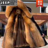 JEEP SPIRIT海寧冬季男款派克服狐貍貉子毛可拆卸內膽加厚寬松皮草外套 黑色外殼+狼毛本色內膽(中長(cháng)款) 2XL 130-145斤內