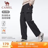 駱駝（CAMEL）加絨工裝褲男女戶(hù)外防潑水直筒運動(dòng)褲子 J35CA6L6027 幻影黑 XL