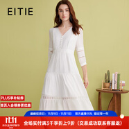 愛特愛甜美度假公主裙V領(lǐng)收腰白色連衣裙2025春季新款減齡女裙A2507527 極光白10 2XL (175)