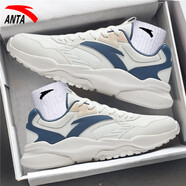 安踏（ANTA）男鞋秋冬季ACE運動(dòng)鞋2025新款皮面防潑水厚底休閑老爹鞋跑步鞋男 象牙白/香檳色-10 【皮面防潑水】 40
