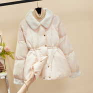 以純（YISHion）棉服女冬季2025年新款爆棉衣外套羊羔毛領(lǐng)拼接收腰小香風(fēng)棉襖 粉色【加棉棉服顯瘦網(wǎng)紅面包服奶fufu專(zhuān)柜法女 加厚 S 【80-105斤】