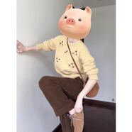 鹿王戀雪韓系圓領(lǐng)毛衣針織衫女秋冬季2025新款小個(gè)子寬松加厚打底衫上衣服 黃色 L 建議105-115斤