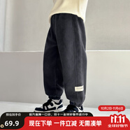 左西童裝男童加絨褲子秋冬款休閑褲2025新款兒童一體絨燈芯絨長褲 灰色【500g奧粒絨加絨加厚】 130 建議身高130cm左右