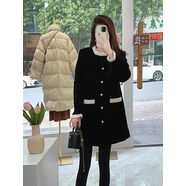 京嚴甄選連衣裙2024新款女秋冬小香風(fēng)法式感冬天配大衣的內搭黑色 黑色連衣中裙 XL XL