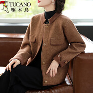 啄木鳥(niǎo)2025新款媽媽秋裝短款外套中老年女洋氣呢子開(kāi)衫春秋冬季毛衣套裝 駝色[外套] 2XL (建議120-135斤)