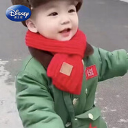 迪士尼（Disney）加厚連體服嬰兒寶寶冬裝軍綠衣冬季洋氣衣服加絨大衣哈衣棉服套裝 連體衣【帽子+包包+紅圍巾】 均碼 48 240克羽絨棉 加絨加厚