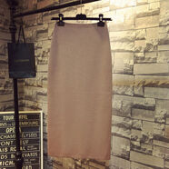 秋冬季韓國高腰顯瘦開(kāi)叉中長(cháng)款針織半身裙女美拉德包臀A字長(cháng)裙子 棕駝色 均碼 均碼