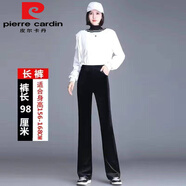 皮爾卡丹（pierre cardin）小個(gè)子150cm高腰金絲絨微喇褲女秋冬氣質(zhì)喇叭長(cháng)褲 黑色  長(cháng)褲  春秋款不加絨 2XL 【建議126-135斤】