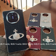 原奘適用榮耀magicvs3手機殼閃粉MagicV2中軸磁吸vivoxfold3pro折疊屏 小米 MIX Fold4 [電鍍銀西太后-后殼中軸磁吸-高級星光閃粉-高級紅