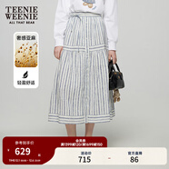 Teenie Weenie【亞麻】小熊女裝半身裙秋季新款時(shí)尚豎條紋裙子長(cháng)裙 條紋 S