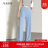 AMII女裝2025秋季新款通勤風(fēng)氣質(zhì)闊腿長(zhǎng)褲女休閑褲子涼感纖維 灰藍(lán) M 160/68A