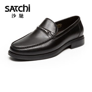 沙馳男鞋 2025秋季時(shí)尚套腳小牛皮商務(wù)正裝鞋圓頭舒適透氣通勤男皮鞋 黑色 43 尺碼偏大，拍小一碼