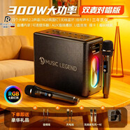 ROBERILLINE德國柏林之聲藍牙音響內置鋰電池超長(cháng)續航高音質(zhì)大功率300W超重低音家用便攜戶(hù)外K歌音響2026新款 旗艦版幻影黑【雙充電K歌話(huà)筒】