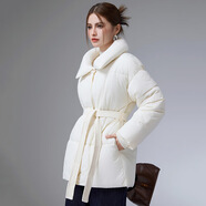 俏博萊2025新款立領(lǐng)棉服腰帶設計時(shí)尚百搭 白色 XXL