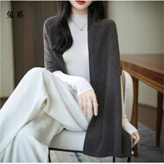 兔系秋季百搭中長(cháng)款羊毛披肩女士新款大碼斗篷加厚外套蝙蝠袖無(wú)扣毛衣 咖色 均碼七針加厚400多克