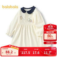 巴拉巴拉童裝女童連衣裙學院風A字裙2025秋寶寶翻領(lǐng)裙子甜美209325111002