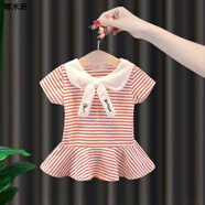 嬰兒裙子6-12個月0-3歲嬰韓系兒裙子洋氣純棉2女寶寶夏季連衣裙1小女孩公主裙女童 條紋蜜蜂裙 100 cm