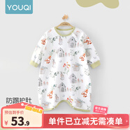 優(yōu)奇寶寶睡衣嬰兒睡袍兒童睡裙春秋款連體衣護肚防踢被純棉舒適家居服 四季【靈活開(kāi)扣，護肚肚】童話(huà)森林 73