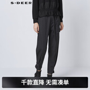 S.DEER【專(zhuān)享款】圣迪奧百搭潮流腰帶壓褶拼接收口工裝九分褲S21380821 德國灰/87 S/160