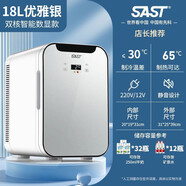 小米（MI）生態(tài)鏈品牌SAST迷你車(chē)載冰箱制冷制熱兩用學(xué)生宿舍化妝品蔬菜冷藏 【雙核數顯】玻璃面板車(chē)家兩用-優(yōu)雅銀 18L