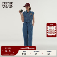 Teenie Weenie小熊女裝無(wú)袖背心連體衣牛仔褲長(cháng)褲復古美式時(shí)髦女 中藍色 S (160)