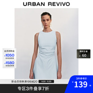 UR2025春季新款女摩登氣質(zhì)褶皺收腰顯瘦無(wú)袖連衣裙UYY750030 淡藍 M