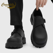 鱷魚(yú)恤皮鞋男士冬季米奇大頭鞋真皮德比鞋大碼46休閑英倫增高年輕人潮鞋 黑色 39