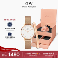 丹尼爾惠靈頓（DanielWellington）DW女表28mm歐美簡(jiǎn)約白盤(pán)石英手表圣誕禮物DW219+小手鐲